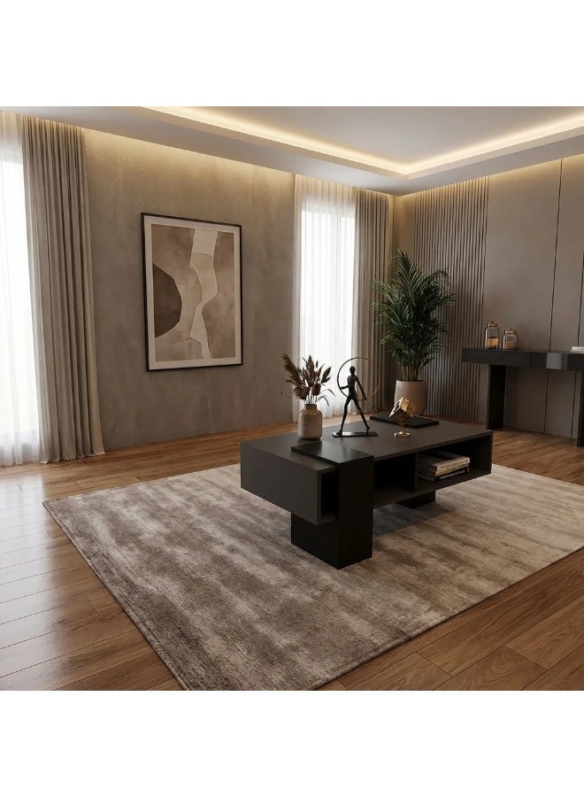 Stylish Home Modern coffee table with a geometric design — gray and black color — CT63-SR - Image 3