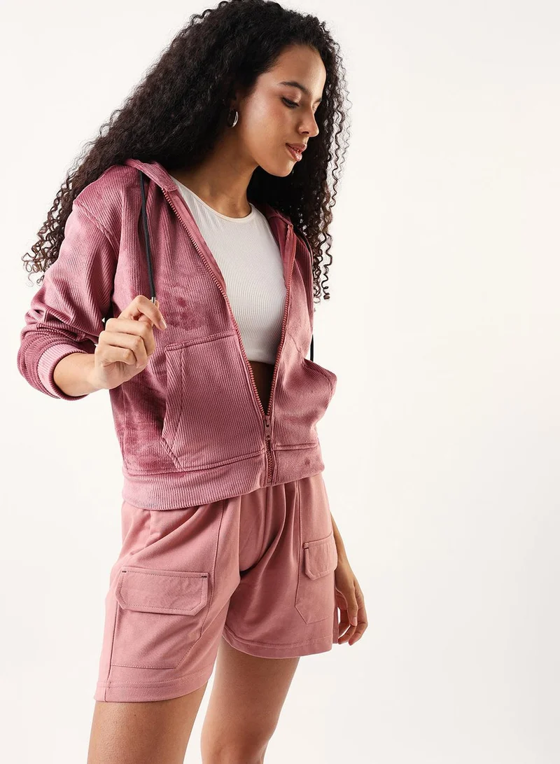 دينيس لينغو جاكيت نسائي مخملي ألماني وردي باهت بنقشة بارزة بقصة عادية