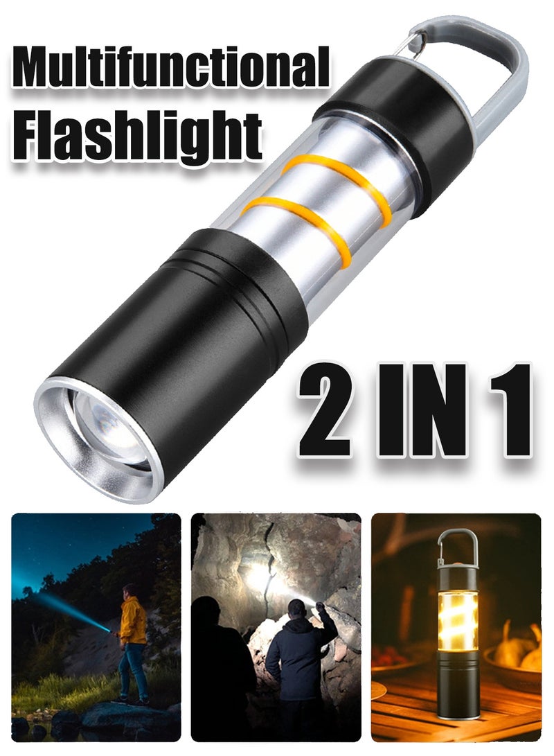Rechargeable Flashlight,2 in 1 Rechargeable Flashlight with Aluminum Hook – 2 Brightness Levels & 3 Lighting Modes, 500mAh USB-C Rechargeable LED Outdoor Lamp, IPX4 Waterproof for Camping, Hiking, Emergency Use - Image 1