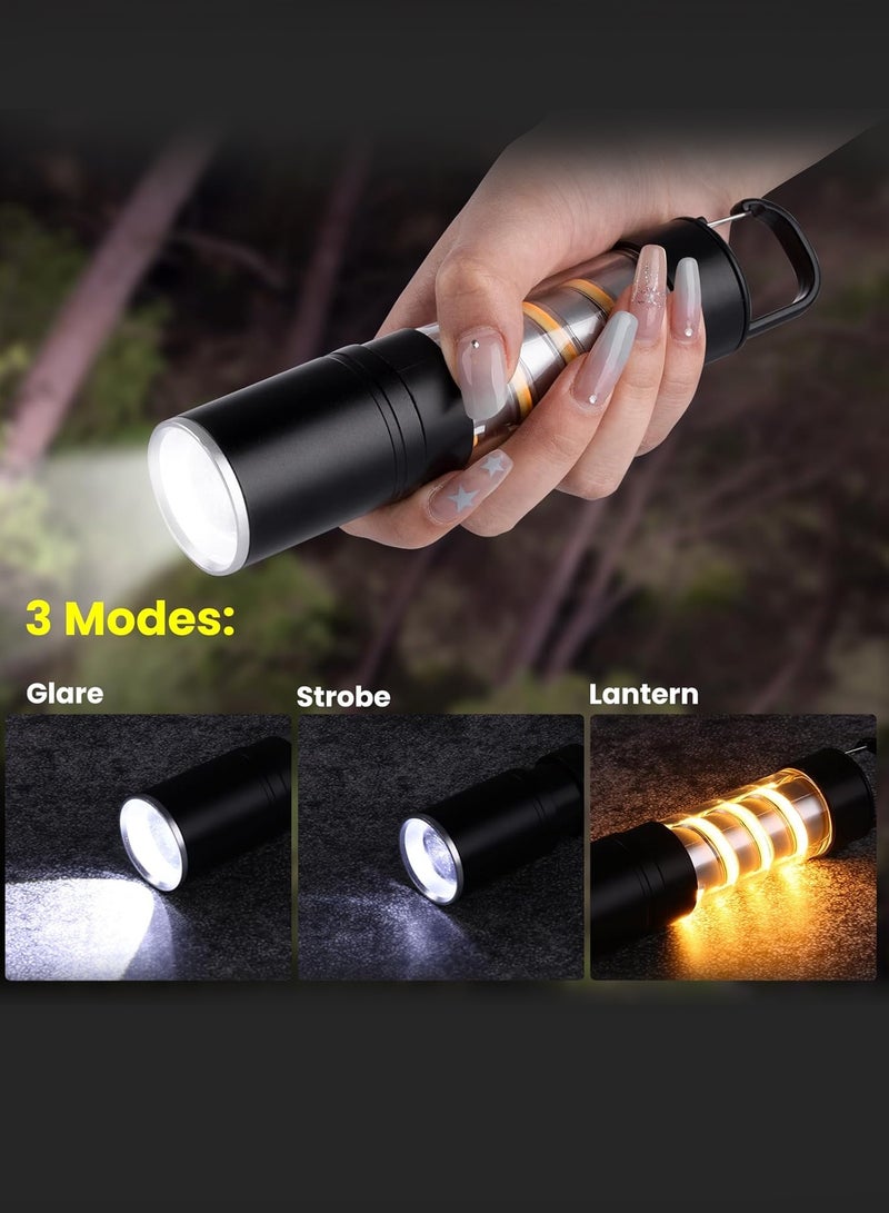 Rechargeable Flashlight,2 in 1 Rechargeable Flashlight with Aluminum Hook – 2 Brightness Levels & 3 Lighting Modes, 500mAh USB-C Rechargeable LED Outdoor Lamp, IPX4 Waterproof for Camping, Hiking, Emergency Use - Image 3