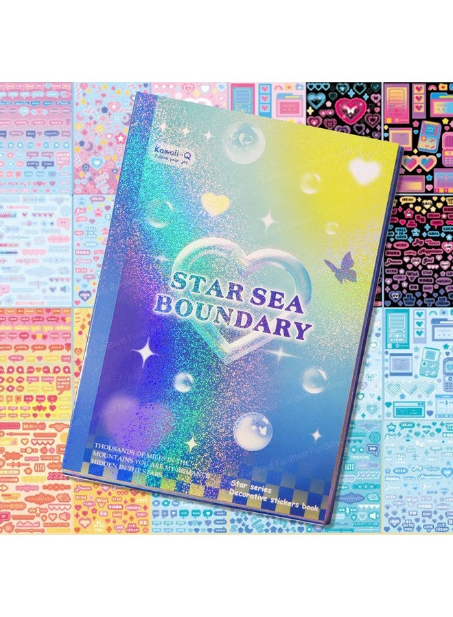 FunBlast Kawaii Stickers Book - 50 Sheets/1200+ Stickers, Star Sea Boundary Japanese Style Decorative Sticker, Self-Adhesive Kawaii Sticker, Cute Sticker for Girls (C) - Image 1