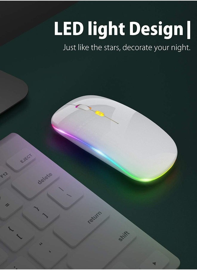 ماوس LED لاسلكي، ماوس بلوتوث صامت نحيف قابل لإعادة الشحن، ماوس كمبيوتر لاسلكي محمول مع جهاز استقبال USB LED، ماوس لاسلكي للمكتب للكمبيوتر المحمول المكتبي.