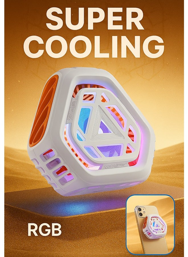 Magnetic Silent Phone Cooler with LED Cold Light, 20W Overclocking Cooling Mobile Phone Radiator, Portable Phone Cooling Fan Plug and Play, White - Image 1