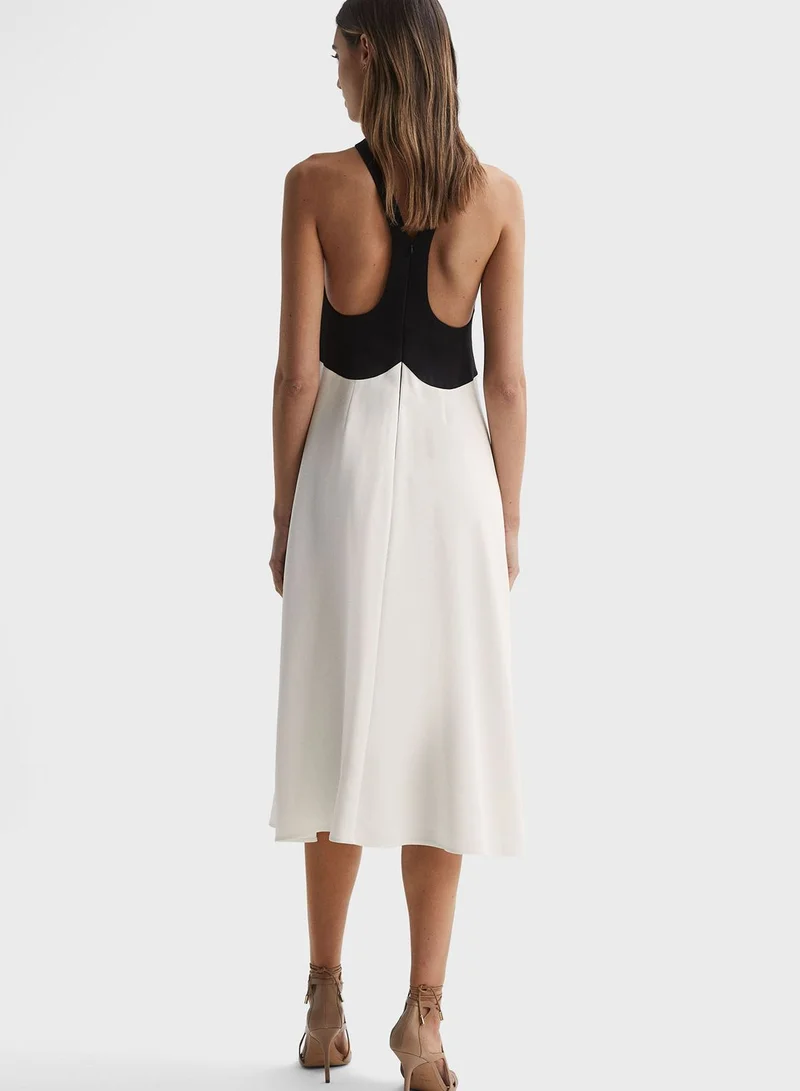 REISS Color Block Halter Neck Dress