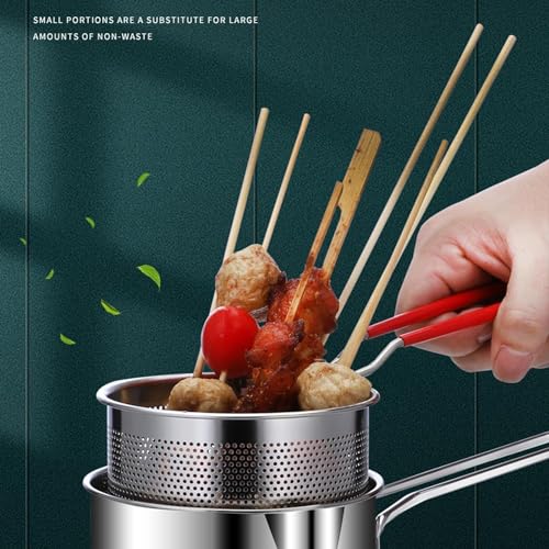 KRESHU 1200ml Stainless Steel Frying Pot | Detachable Mini Fryer Pan with Strainer | Ideal for Fried Chicken, French Fries & Cooking - Household Kitchen Oil Strainer (Silver, 1-Piece) - Image 5