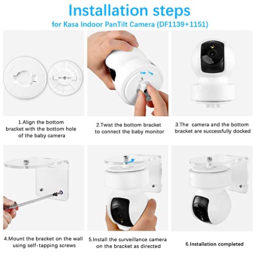 TIUIHU Acrylic Wall Mount Bracket/Holder Compatible with Kasa Indoor Pan/Tilt Smart Security Camera and TP-Link Tapo C210/C200 - Image 3