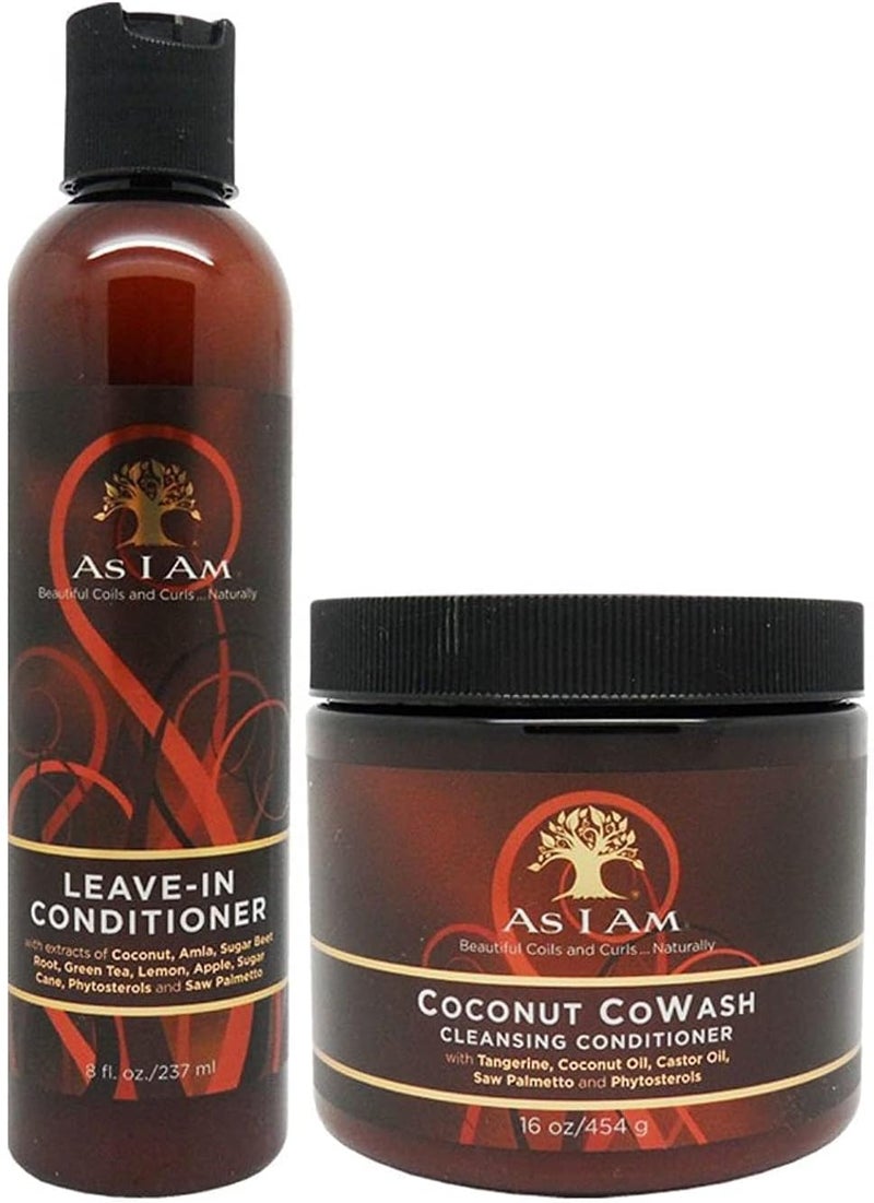 I AM As I Am Liz Clai Leavein Conditioner 8oz and Coconut Cowash Cleansing Conditioner  16oz - Image 1