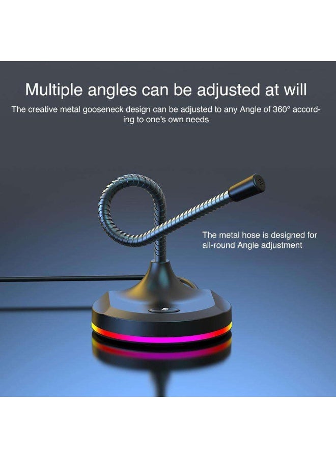 Lacoz 2-in-1 USB Desktop Microphone with 3-Port USB 2.0 Hub Low Noise Omnidirectional Mic with RGB Lighting Mute Button, Flexible Gooseneck for Meetings, Gaming & Online Classes - Image 4