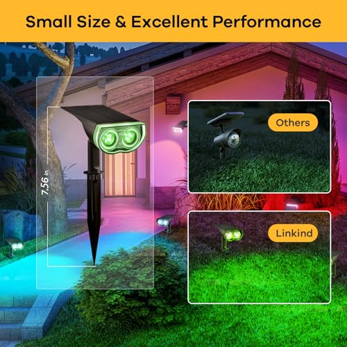 Linkind Christmas Solar Lights Outdoor StarRayS, Christmas Decorations Color Changing Solar Spot Lights, IP67 Waterproof for Landscape Garden Pathway Walkway (Multicolor, 6 Pack) - Image 2