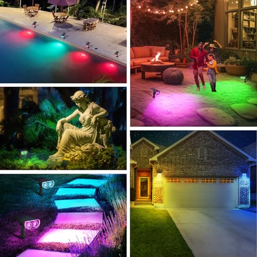Linkind Christmas Solar Lights Outdoor StarRayS, Christmas Decorations Color Changing Solar Spot Lights, IP67 Waterproof for Landscape Garden Pathway Walkway (Multicolor, 6 Pack) - Image 4