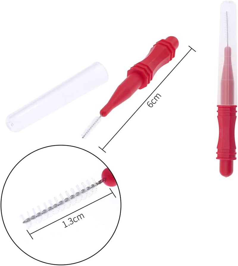 DBOO Interdental Brush Red 0.7mm 10 Pieces Braces Brush Toothpick Tooth Flossing Head Oral Dental Hygiene Brush Tooth Interspace Cleaning Tool by - Image 2