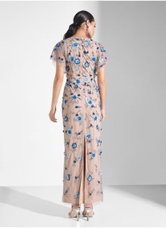 Adrianna Papell Embellished Flutter Sleeve Maxi Dress  - Image 2
