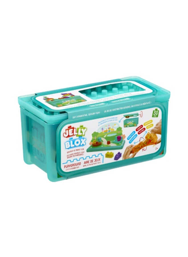 Jelly Blox مجموعة تخزين ملعب – 30 قطعة من كتل البناء الناعمة والحسية مع شخصيات إضافية وغطاء مجموعة اللعب، للأعمار من 2 وما فوق - Image 3