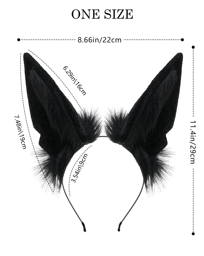 BNLIDES Handmade Fur Wolf Ears Headwear Women Men Cosplay Costume Party Cute Head Accessories for Halloween (Black) - Image 3