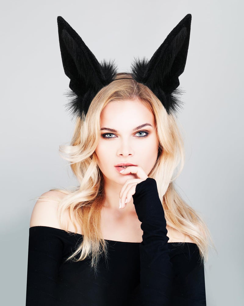 BNLIDES Handmade Fur Wolf Ears Headwear Women Men Cosplay Costume Party Cute Head Accessories for Halloween (Black) - Image 4
