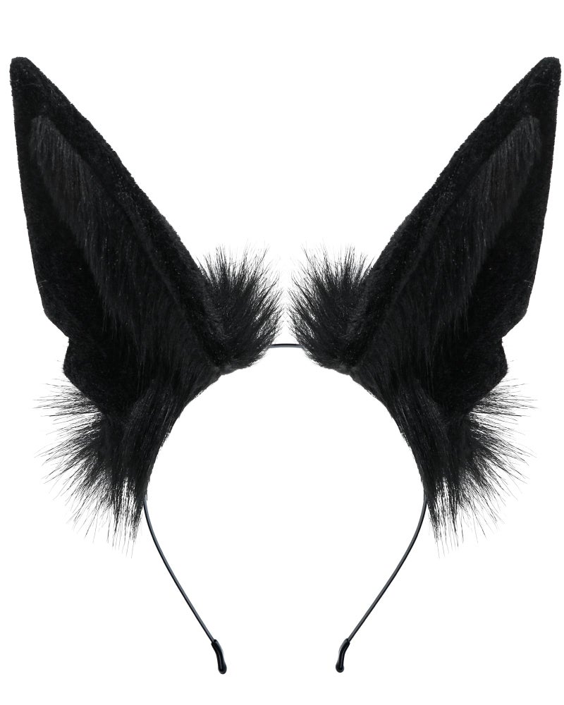 BNLIDES Handmade Fur Wolf Ears Headwear Women Men Cosplay Costume Party Cute Head Accessories for Halloween (Black) - Image 1
