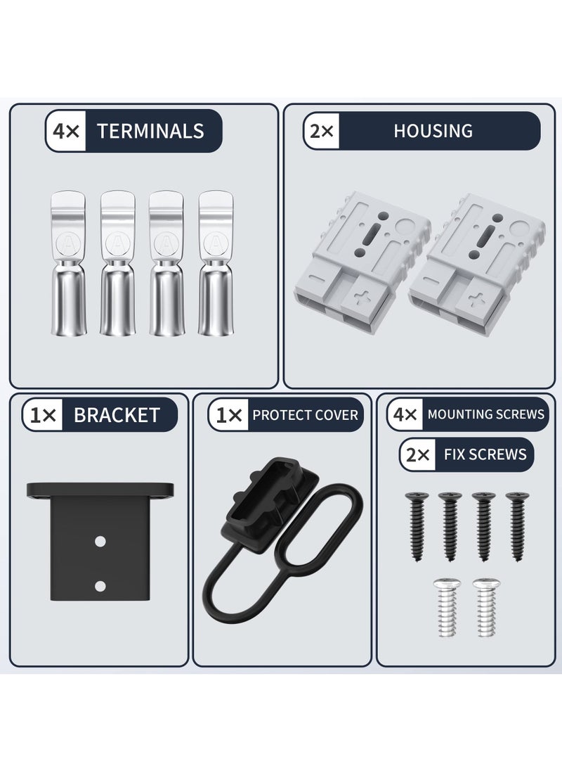 Excefore 50 Amp Battery Quick Connect Connector Kit - 6/8/10/12 Gauge Battery Quick Disconnect Cable Connector Plug with Mounting Bracket for Boat Winch Car Trolling Motor - 6 Pack  - Image 3
