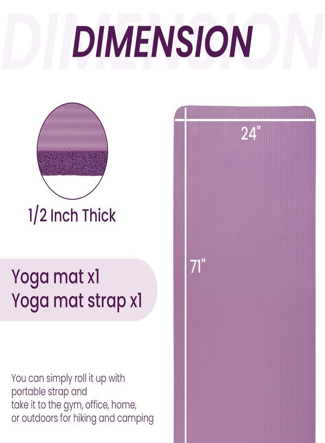 Fitvids Yoga Mat 1/2 Inch Extra Thick High Density Exercise Mat, Taro Purple - Image 2