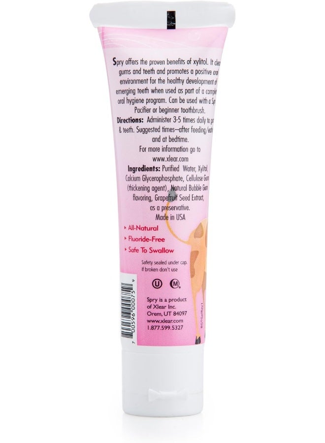 Spry Natural Xylitol Toothpaste for Baby, Toddler, Kids Age 3 Months Up - Fluoride Free Tooth Gel, Support Development of Emerging Teeth, Strawberry Banana, Bubblegum, Original, 2 Fl Oz (Pack of 3) - Image 2