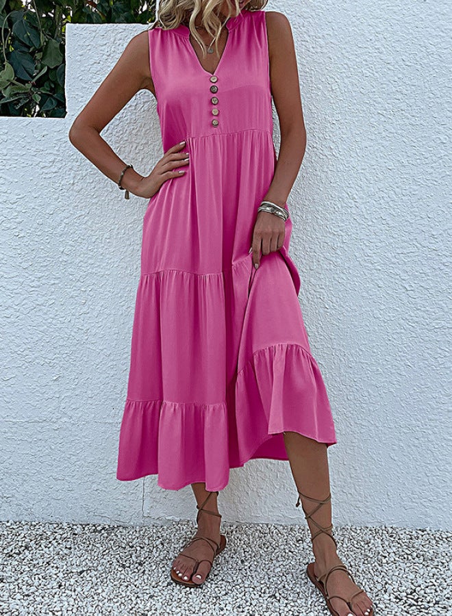 Yailla Summer Vest Skirt Sleeveless Loose Casual Dress 