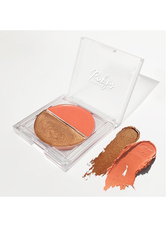 Ruby's Organics Pack Of 1 Blush For Cheeks Natural Cream, Highlighter Duo Palette, Suitable For Oily, Dry, Tan Plus Bronze, 9G - Image 2