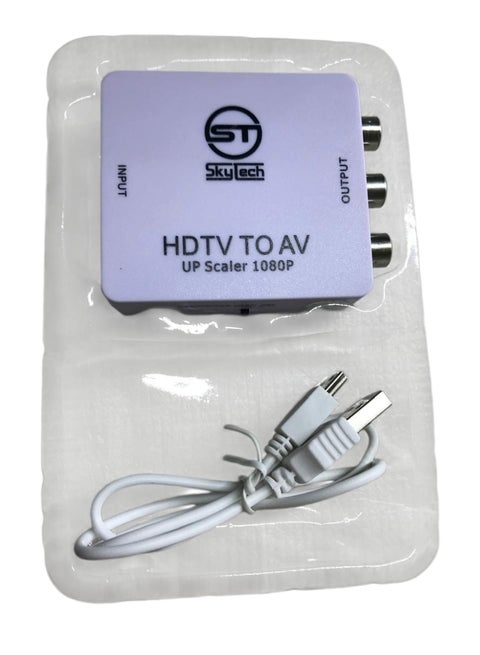 محول فيديو HD إلى AV – وصلة HDTV إلى RCA للصوت والصورة – متوافق مع التلفزيونات القديمة وأجهزة العرض