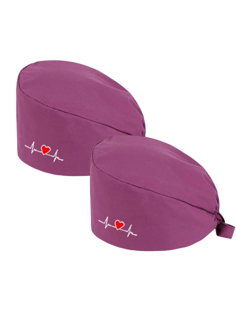 TLAXCA 2 Pack Surgical Caps Unisex Dental Stomatologist Operating Room Nurse Caps Adjustable Elastic Nursing Caps with ons and Sweatband Fluffy Cotton Hats  - Image 1