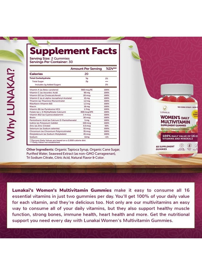 LUNAKAI Vitamin B12 And Women Multivitamin Gummies Bundle Non Gmo Gluten Free No Corn Syrup All Natural Supplements 60 Ct Vitamin B12 Gummies And 60 Ct Women Multivitamin Gummies 30 Days Supply - Image 4