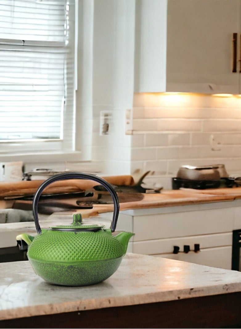 Tealand Durable Coated with Enamel Interior Cast Iron Teapot with Stainless Steel Infuser for Brewing Loose Tea Leaf 1.4 Green - Image 5