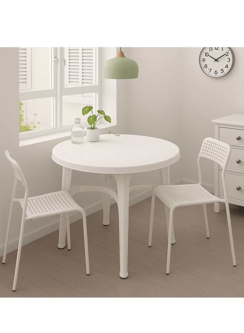 ALMUFARREJ Round Dining Table in White – 80 cm | Modern Elegance for Compact Spaces