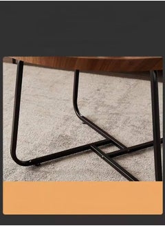 ALMUFARREJ Modern Round Coffee Table For Living Room Wood And Metal Table - Brown And Black - 80 CM  - Image 3