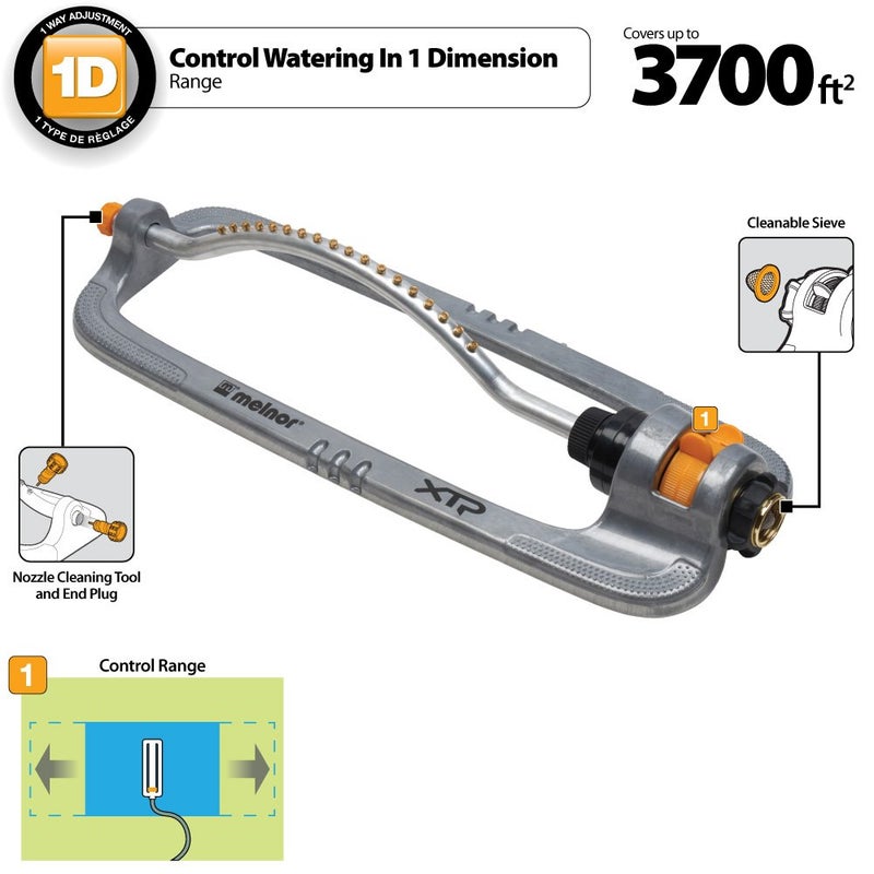 Melnor XT Metal Turbo Oscillating Sprinkler; Waters up to 4000 sq. ft., Model:XT360M - Image 3