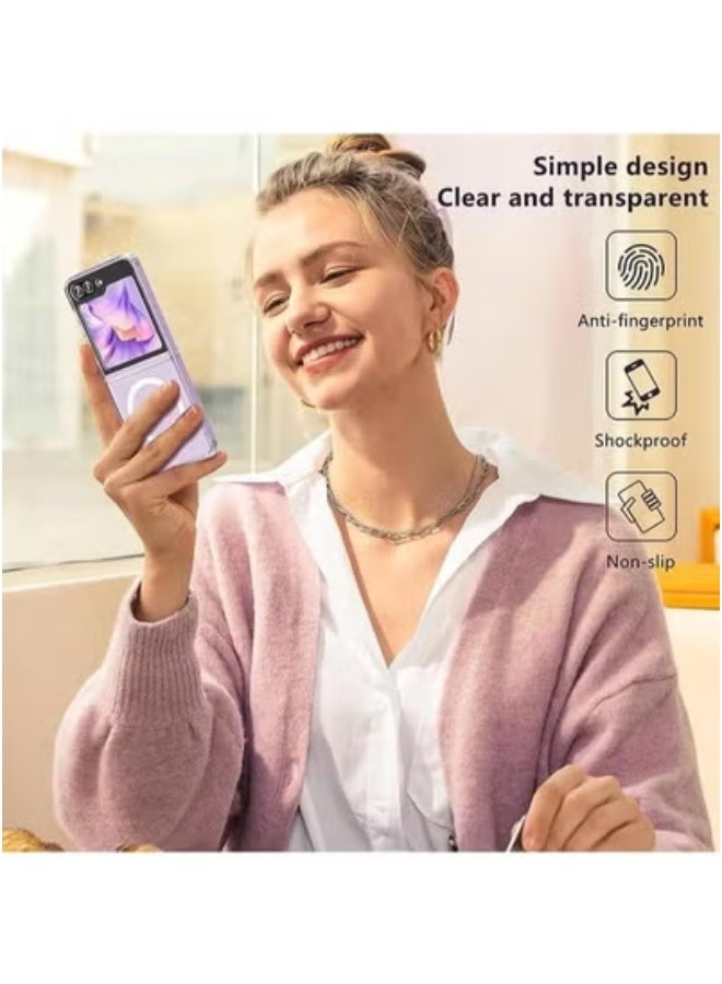 JAJEEK Galaxy Z Flip 5 Magnetic Clear Case Cover – Transparent Shockproof Protective Case Compatible with Magsafe Card Wallet & Wireless Charger – Slim, Durable, and Scratch-Resistant Phone Case for Samsung Galaxy Z Flip 5 – Perfect Fit & Easy Access - Image 3