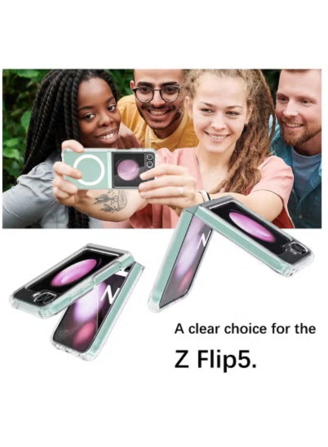 JAJEEK Galaxy Z Flip 5 Magnetic Clear Case Cover – Transparent Shockproof Protective Case Compatible with Magsafe Card Wallet & Wireless Charger – Slim, Durable, and Scratch-Resistant Phone Case for Samsung Galaxy Z Flip 5 – Perfect Fit & Easy Access - Image 4