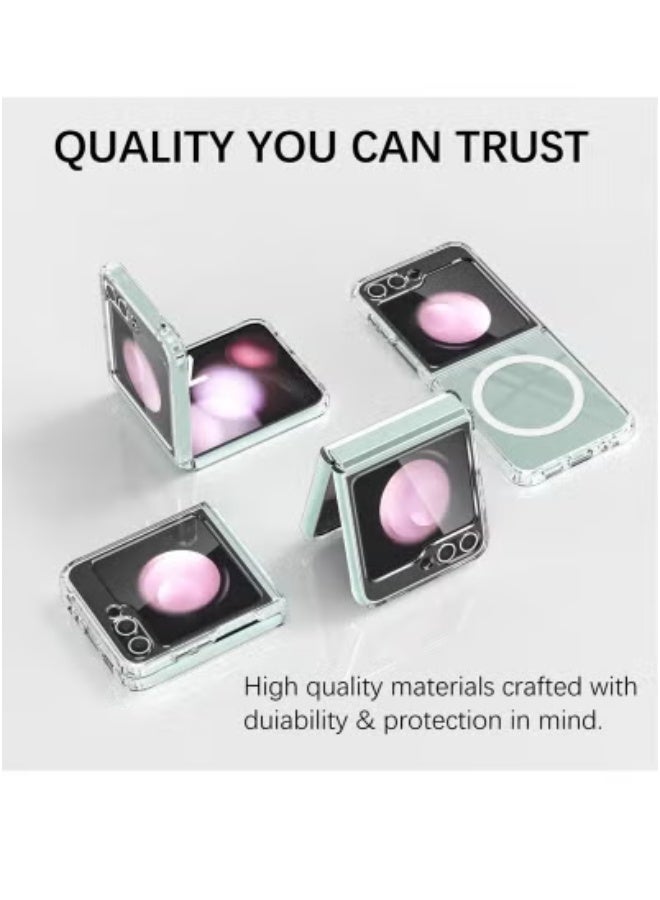 JAJEEK Galaxy Z Flip 5 Magnetic Clear Case Cover – Transparent Shockproof Protective Case Compatible with Magsafe Card Wallet & Wireless Charger – Slim, Durable, and Scratch-Resistant Phone Case for Samsung Galaxy Z Flip 5 – Perfect Fit & Easy Access - Image 5