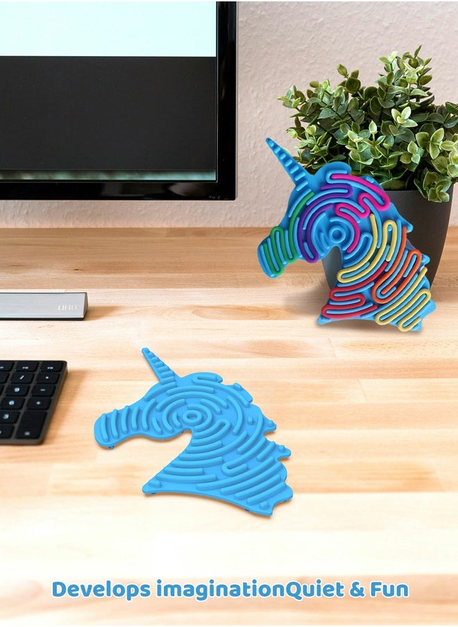 2 Pcs Unicorn Silicone Compression Decompression Boards, Puzzle Children's Decompression Toy Twist Board, Random Color New Sensory Activity Board, Random Color Silicone Strip 18x17cm