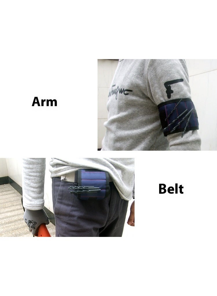 Magnetic Wristband Tool Kit Dark Blue 5 Row 10 Magnet Electrician Screw Holder Magnet Retriever - Image 4