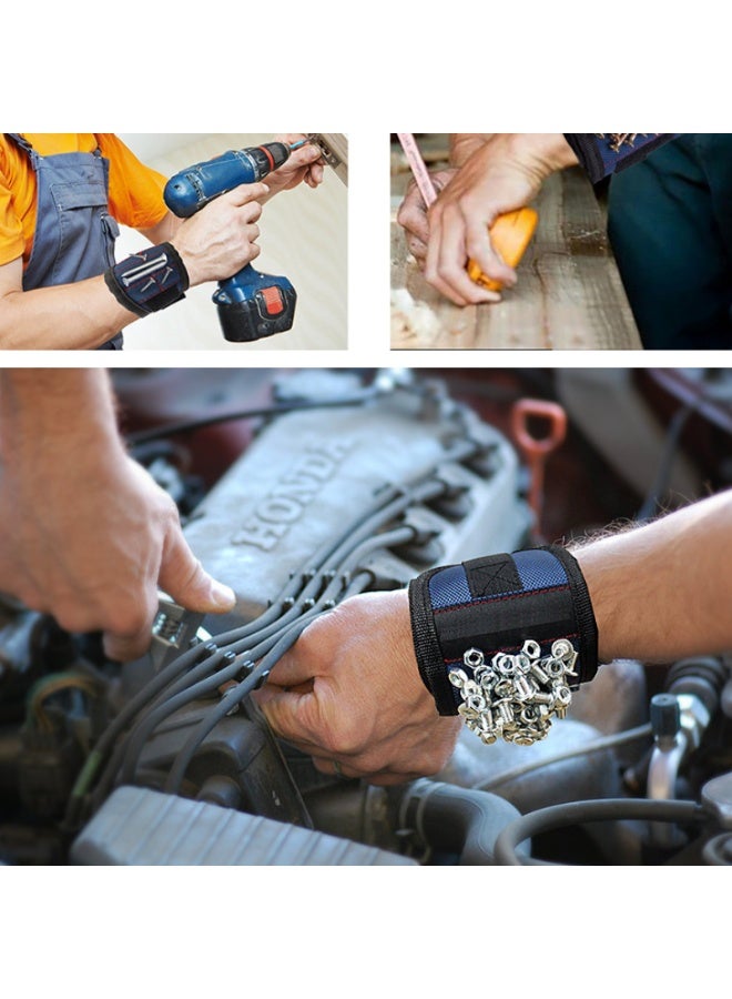 Magnetic Wristband Tool Kit Dark Blue 5 Row 10 Magnet Electrician Screw Holder Magnet Retriever - Image 2