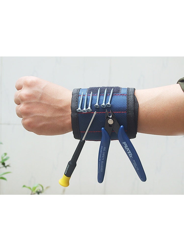 Magnetic Wristband Tool Kit Dark Blue 5 Row 10 Magnet Electrician Screw Holder Magnet Retriever - Image 3