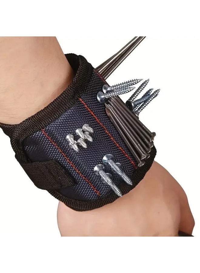 Magnetic Wristband Tool Kit Dark Blue 5 Row 10 Magnet Electrician Screw Holder Magnet Retriever - Image 1