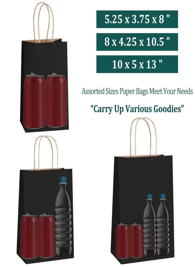 SHOPDAY 45Pcs Black Paper Bags with Handles, Assorted Sizes Gift Bags 5x3x8 & 8x4x10.5 & 10x5x13 15 Pcs Each Shopping Bags for Small Business Party - Image 2