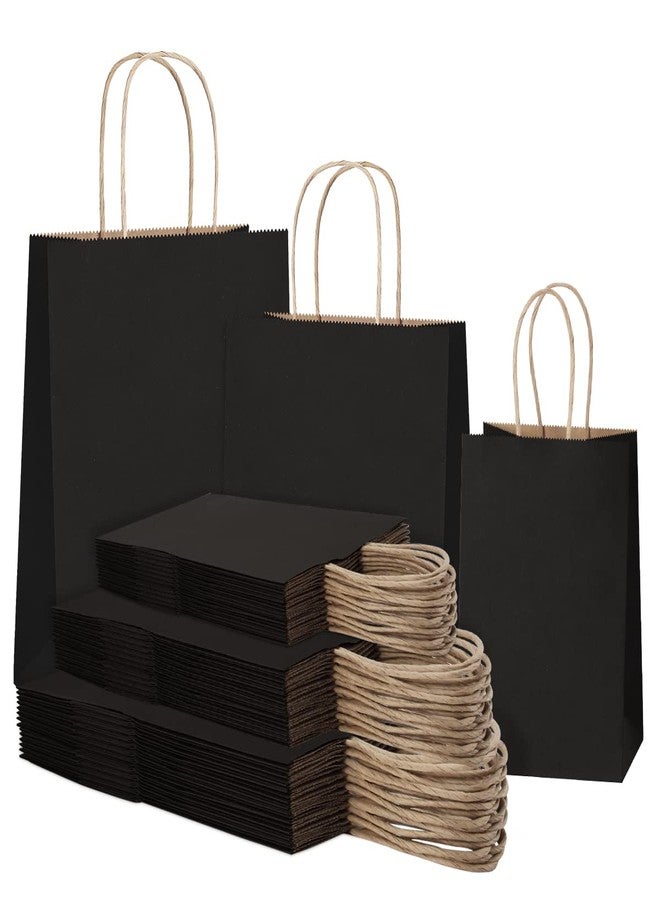 SHOPDAY 45Pcs Black Paper Bags with Handles, Assorted Sizes Gift Bags 5x3x8 & 8x4x10.5 & 10x5x13 15 Pcs Each Shopping Bags for Small Business Party - Image 1