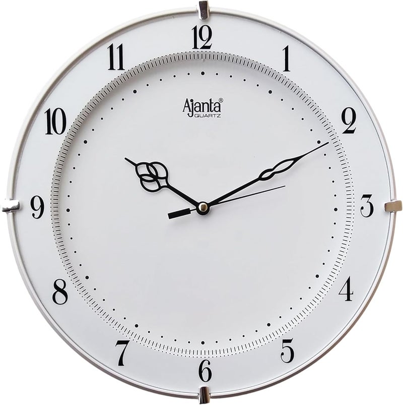 Ajanta Plastic Abstract Wall Clock (28 Cm X 28 Cm X 3.5 Cm, White) - Analog - Image 1