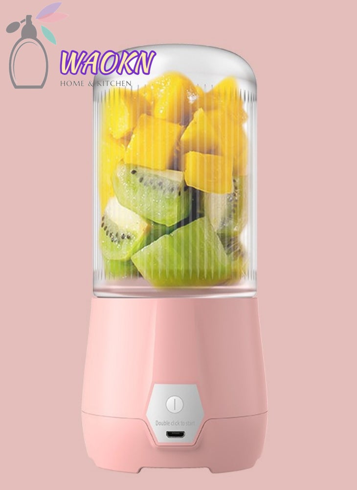 WAOKN Portable Fruit Blender Personal Juice Cup for Smoothies Wireless Rechargeable Mixer For Travel Sports Office School Juice Cup Powerful Blades Cordless Juicer For All Kinds Of Fruits With An Extra Lid - Image 1