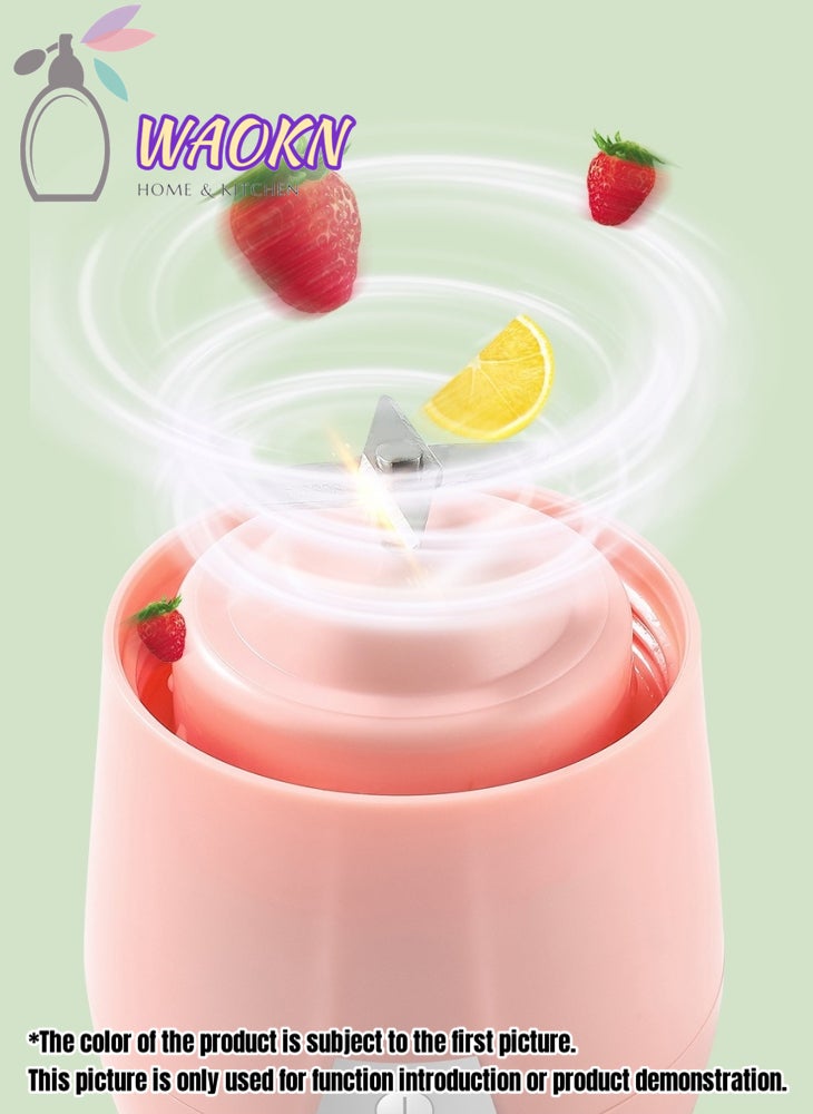 WAOKN Portable Fruit Blender Personal Juice Cup for Smoothies Wireless Rechargeable Mixer For Travel Sports Office School Juice Cup Powerful Blades Cordless Juicer For All Kinds Of Fruits With An Extra Lid - Image 2