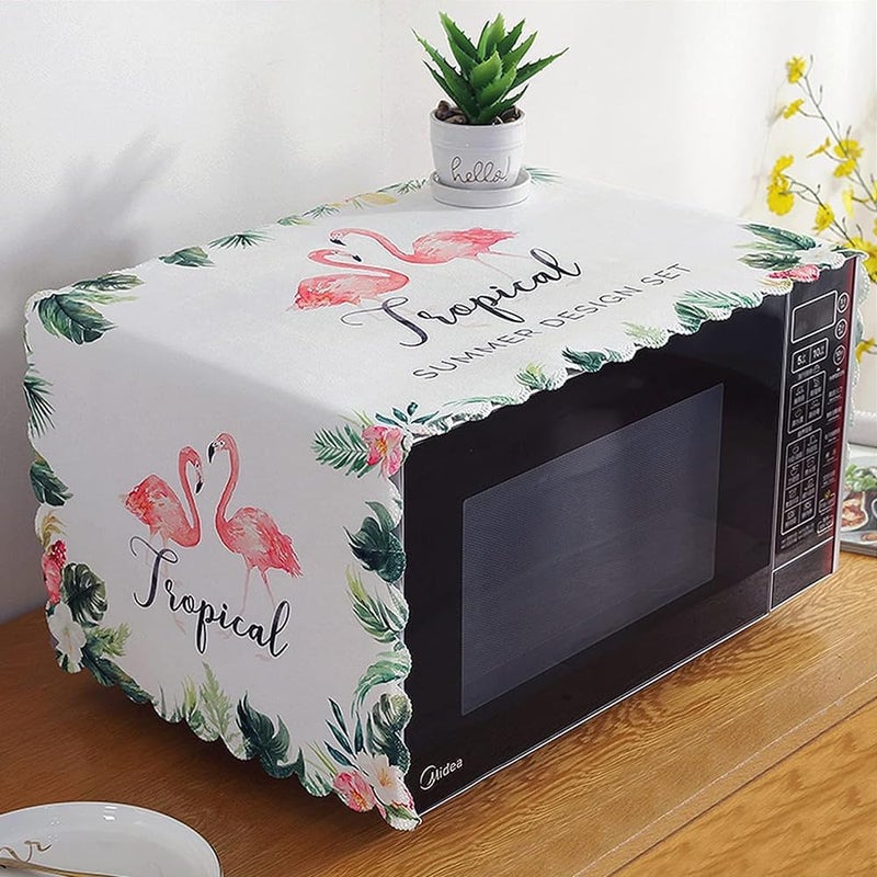 AIMERS Flamingo Printed Decorative Microwave Oven Cover DustProof Oven Top Cover Kitchen Accessories Size 100 35cm - Image 1