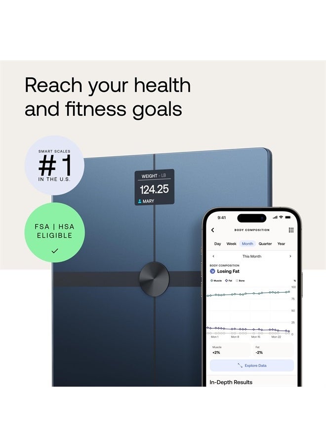 Withings - WITHINGS Body Smart - Accurate Scale for Body Weight and Fat Percentage, Body Composition Wi-Fi and Bluetooth, Baby Weight Smart Scale Apple Compatible, Bathroom Scale,FSA/HSA - Image 1