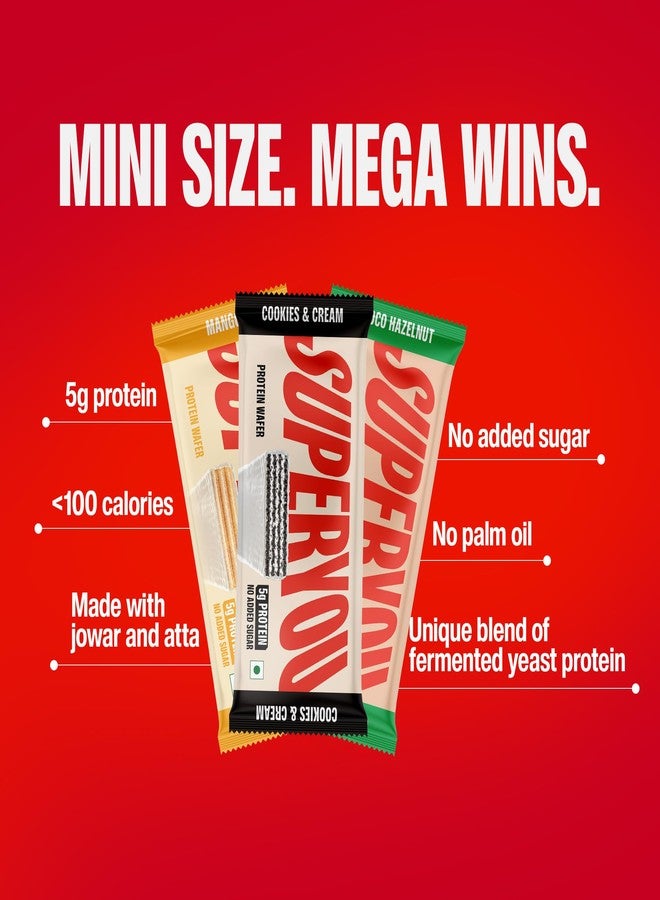 Superyou Assorted Protein Wafer Mini Bars (Pack Of 10)| 5g Protein | Made with Atta & Jowar | No Added Sugar | Yeast Fermented | Energy Bars | 100% Vegetarian |No Palm Oil | 200g - Image 3