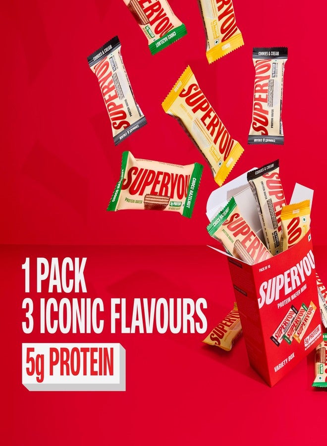 Superyou Assorted Protein Wafer Mini Bars (Pack Of 10)| 5g Protein | Made with Atta & Jowar | No Added Sugar | Yeast Fermented | Energy Bars | 100% Vegetarian |No Palm Oil | 200g - Image 4