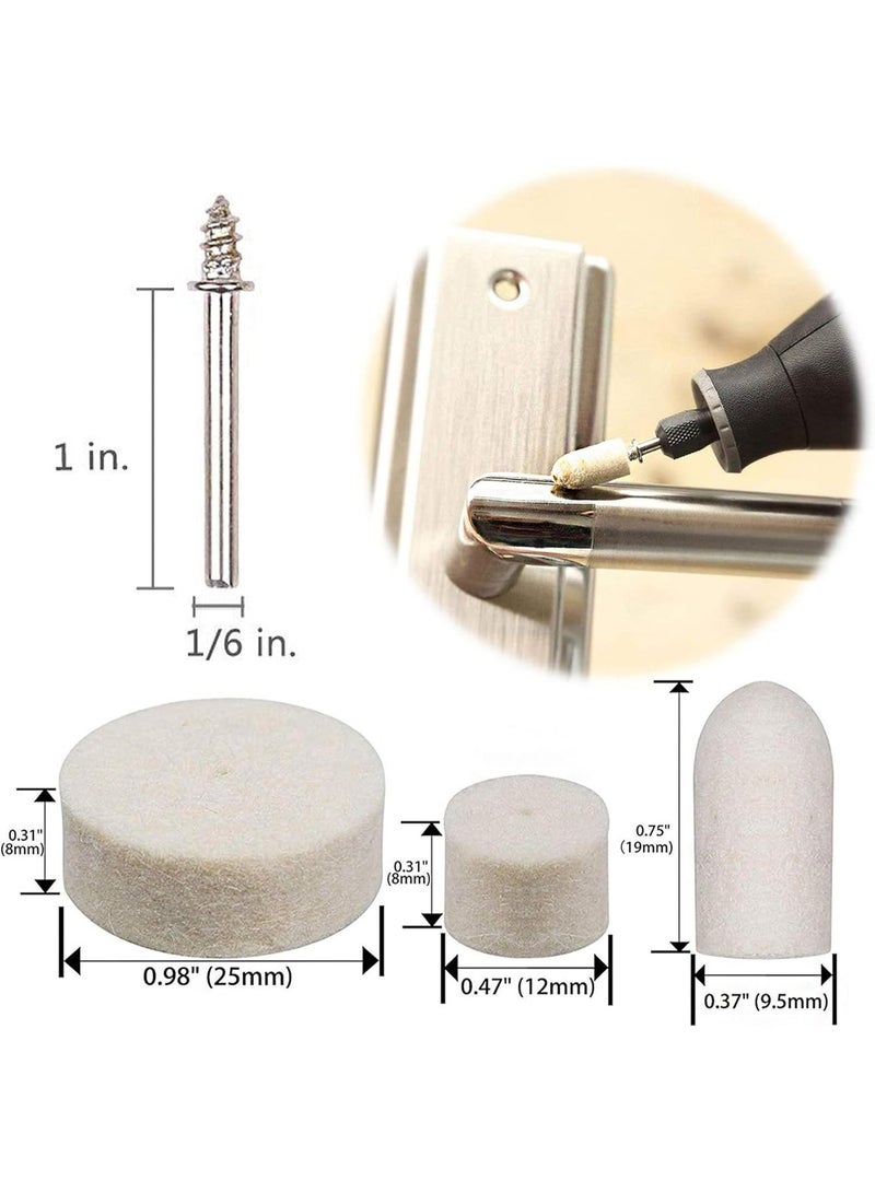 145Pcs Felt Polishing Buffing Wheel Wool Felt Polishing Pad Wheel Professional Accessories, Point & Mandrel 1/8" Shank Kit for Rotary Tools - Image 5